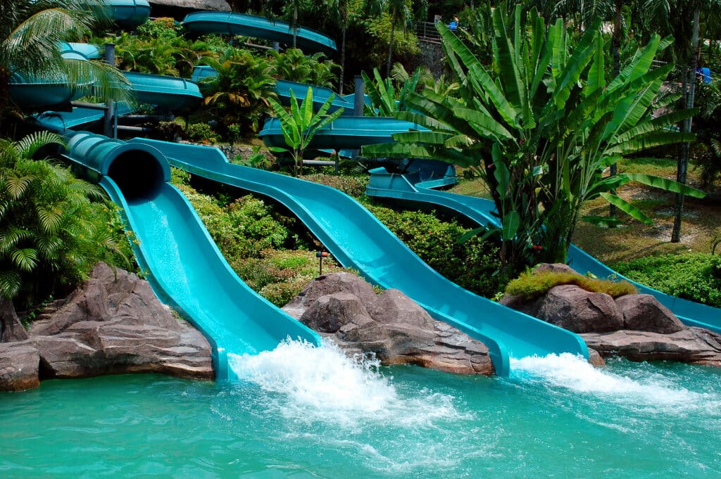 Water slide in the theme park